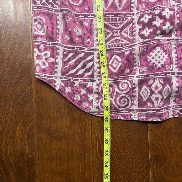 Gulf Traders Vintage 80s Pink White Abstract Button Front Shirt Mens Size Medium - Picture 8 of 8
